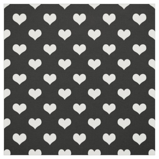 Black White Love Heart Pattern Design  Fabric