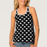 Black White Love Heart Pattern Design Tank Top<br><div class="desc">White Love Heart Shapes Geometric illustrations on a Black Background seamless repeat pattern Design</div>