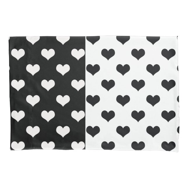 Black White Love Heart Pattern Pillow Case (Front)