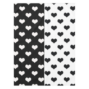 Black White Love Heart Pattern Tablecloth