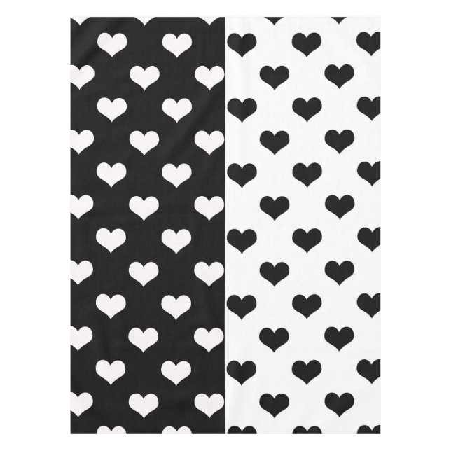 Black White Love Heart Pattern Tablecloth (Front)