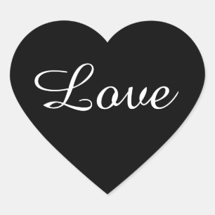 Black & White Love Heart Sticker, Wedding Favour Sticker