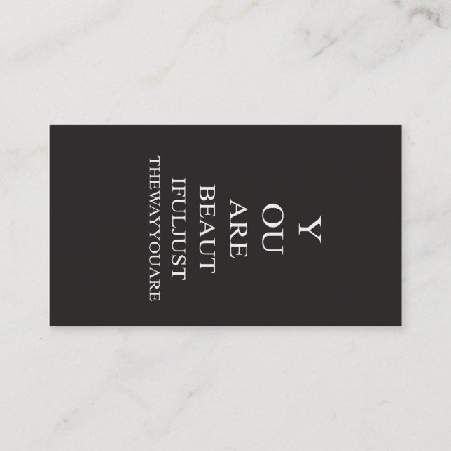 Black White Love Inspirational Quote Business Card (Front)