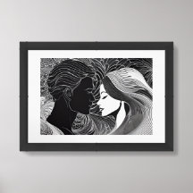 Black & White Love: Intimate Couple Kiss