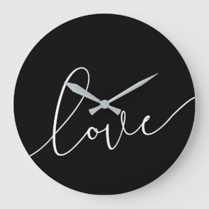Black & White Love Minimalist Large Clock
