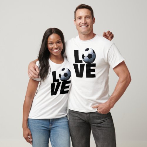 Black  White Love Soccer T_Shirt