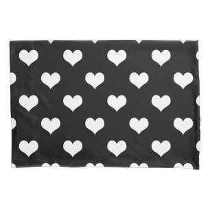 Black White Lovely Hearts Design  Pillow Case