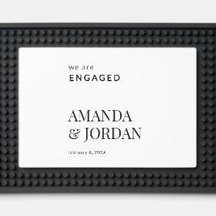 Black & White Luxe Minimalist Engagement  Bar Mat