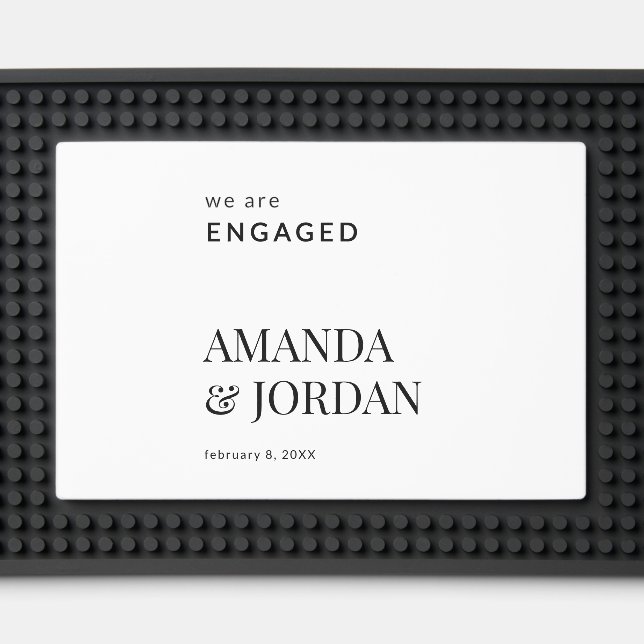  Black & White Luxe Minimalist Engagement  Bar Mat (Front (Close Up))