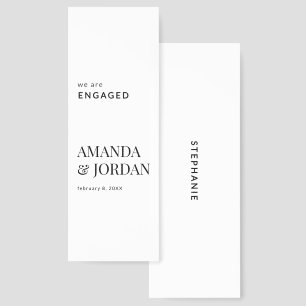 Black & White Luxe Minimalist Engagement  Bookmarks