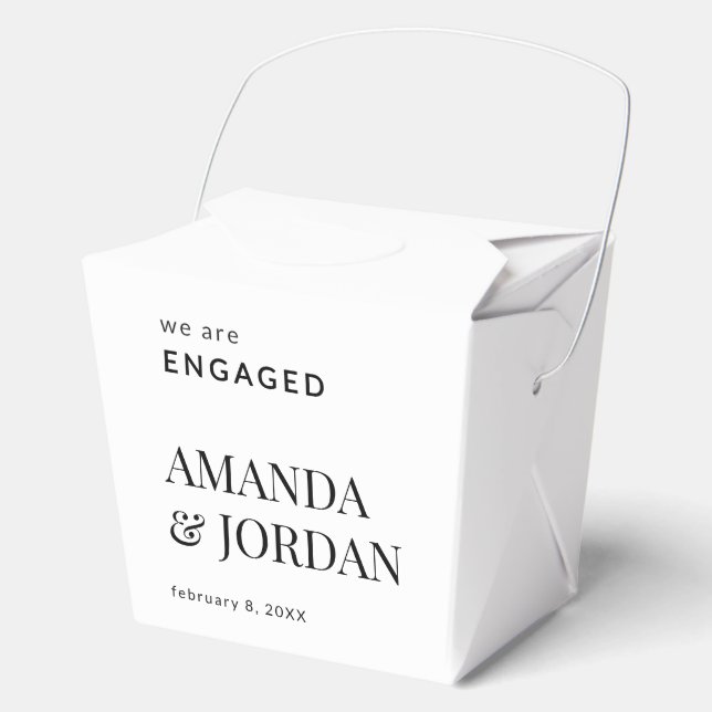  Black & White Luxe Minimalist Engagement  Favor Boxes (Front)