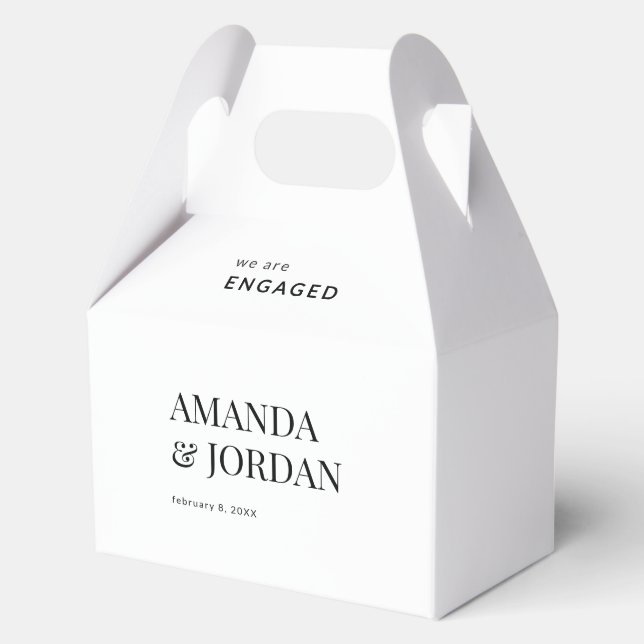  Black & White Luxe Minimalist Engagement  Favor Boxes (Front)