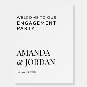  Black & White Luxe Minimalist Engagement  Foam Board