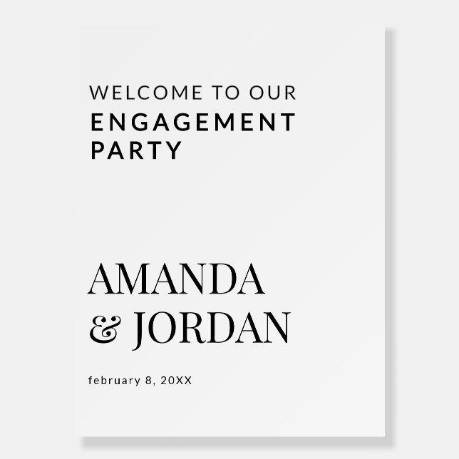  Black & White Luxe Minimalist Engagement  Foam Board (Front)