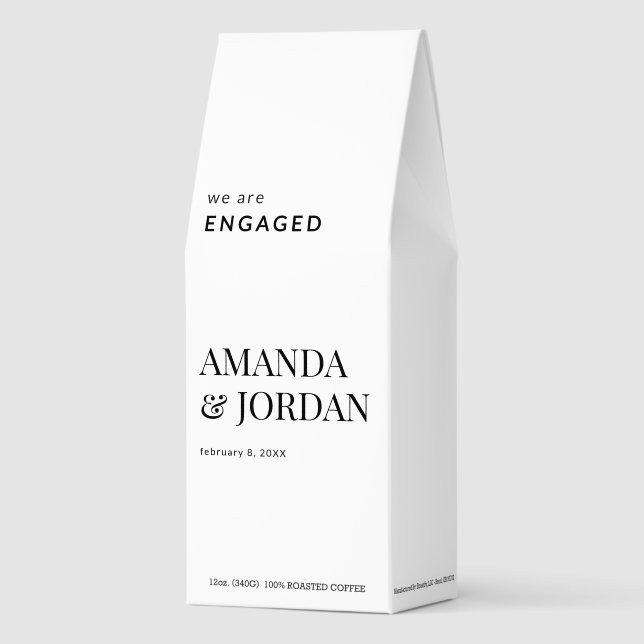  Black & White Luxe Minimalist Engagement  Roasted Coffee (Front)