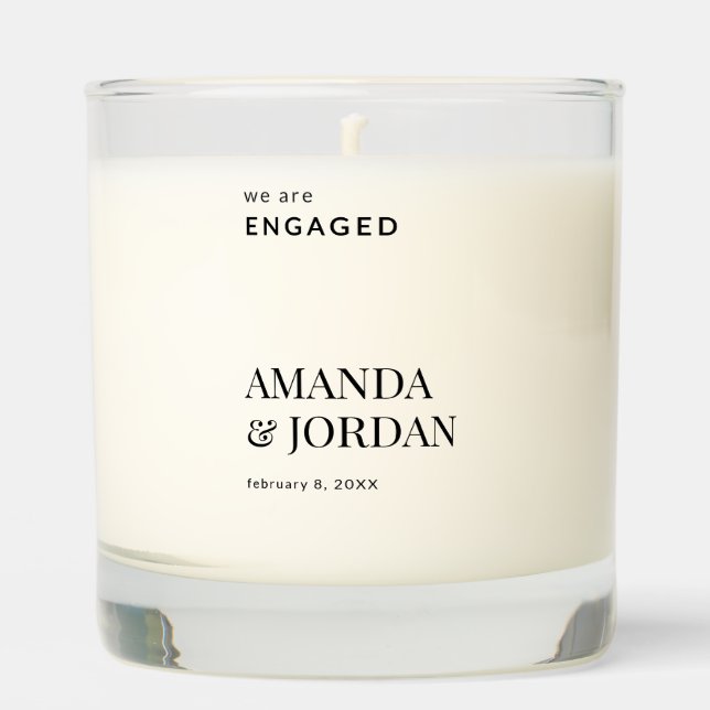  Black & White Luxe Minimalist Engagement  Scented Candle (Front)