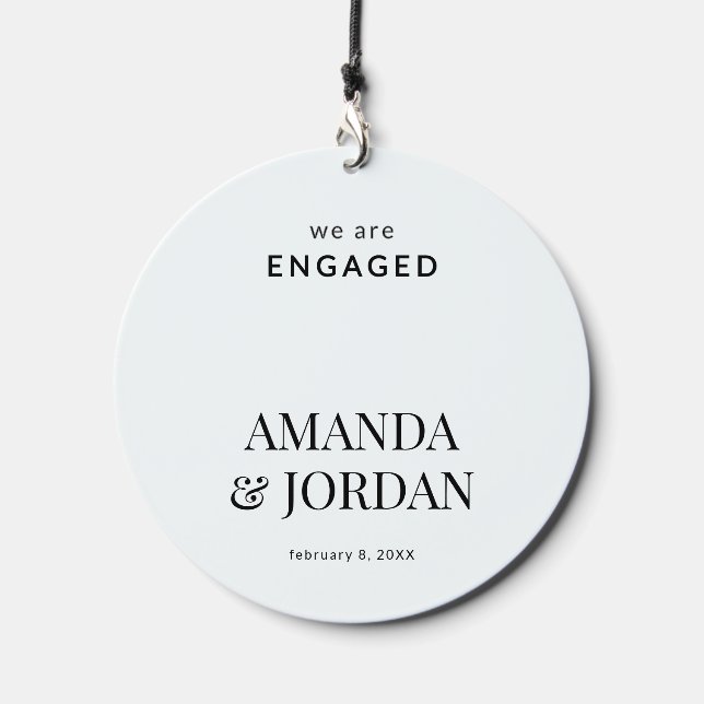  Black & White Luxe Minimalist Engagement  Wind Chime (Front)