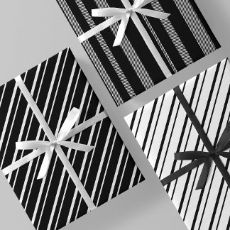 Black & White Luxurious & Chic Stripes Wrapping Paper Sheets