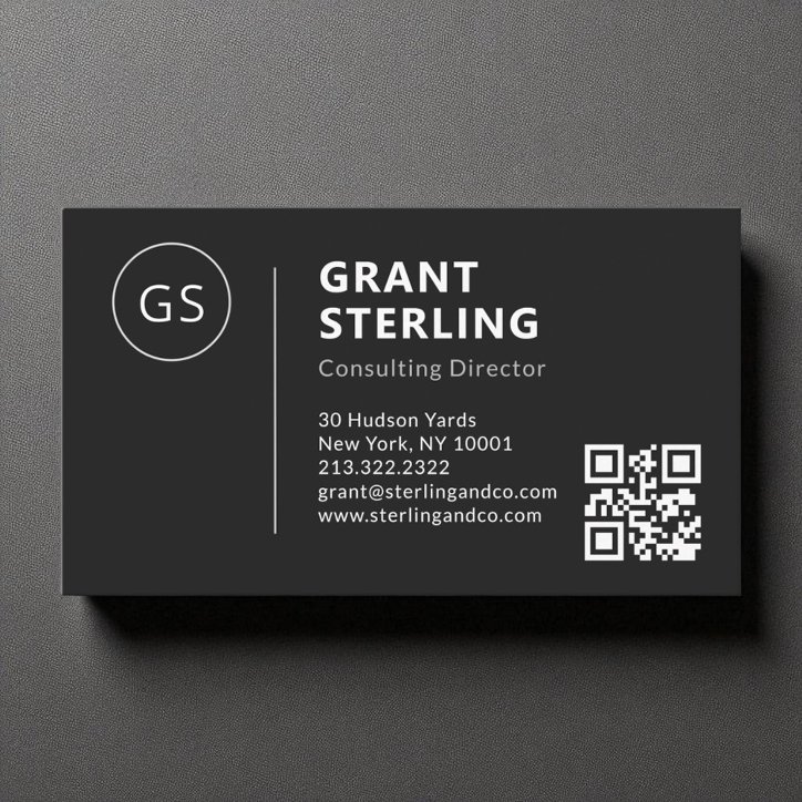 Black White Luxury Minimal Professional QR Code Business Card
