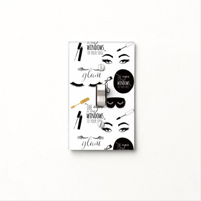 Black & White Make Up Glam Eyes Light Switch Cover (In Situ)