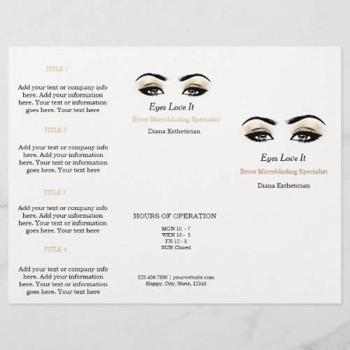 Black White Makeup Lashes Esthetician SPA Brochure