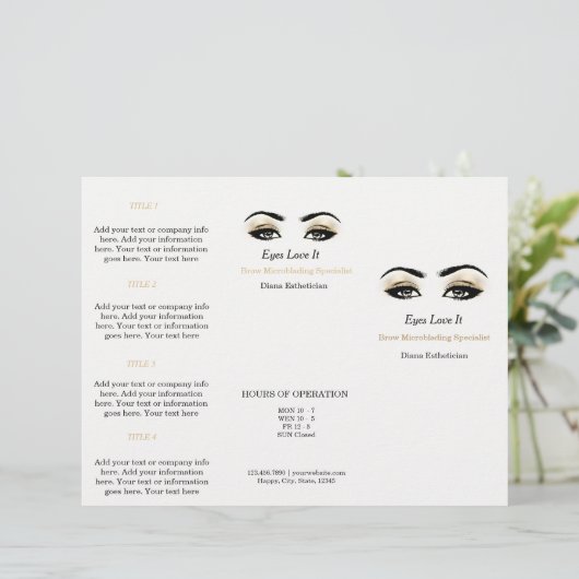 Black White Makeup Lashes Esthetician SPA Brochure (Standing Front)