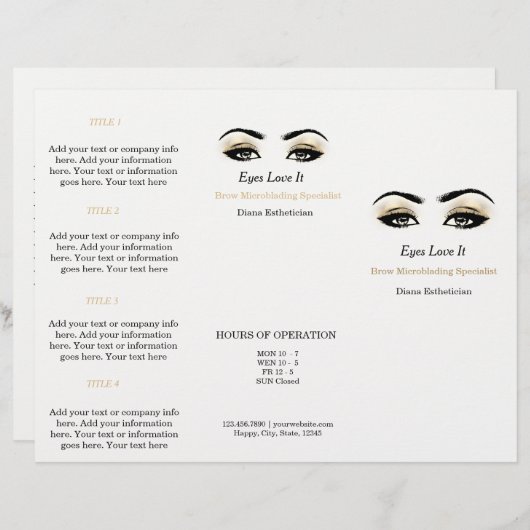 Black White Makeup Lashes Esthetician SPA Brochure (Front/Back)