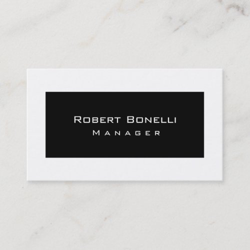 Black White Manager Modern Plain Business Card