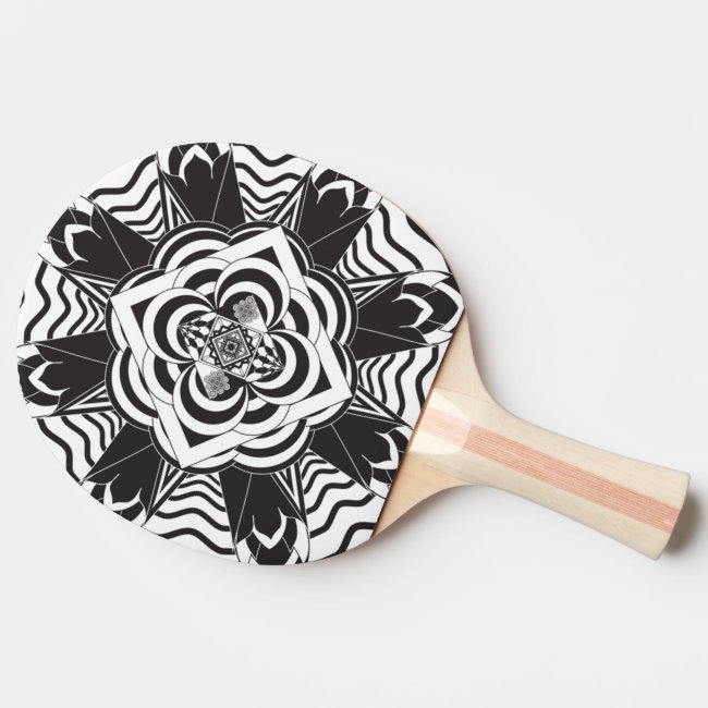 Black White Mandala Abstract Ping Pong Paddle