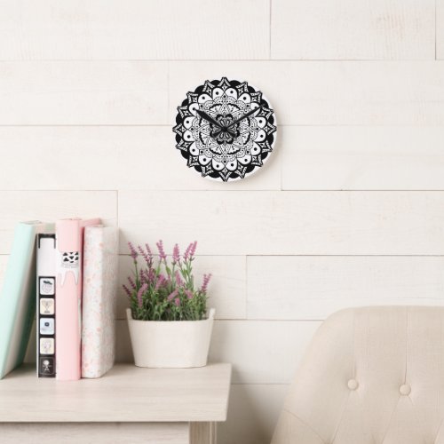 Black White Mandala Art Acrylic Wall Clock