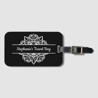 Black & White Mandala Art Personalized Luggage Tag