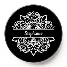 Black & White Mandala Art Personalized Phone Grip