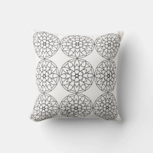 Black White Mandala Floral Pattern Pillow
