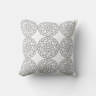 Black White Mandala Flowers Pattern Pillow