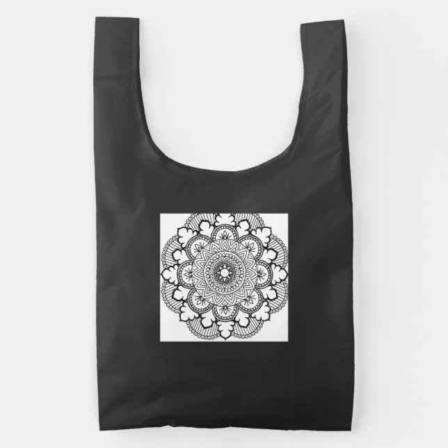 Black & White Mandala Reusable Bag (Front)