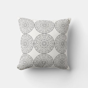 Black White Mandala Stars Pattern Pillow