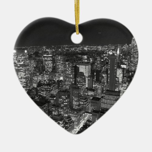 Black  White Manhattan Ceramic Ornament