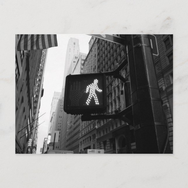 Black White Manhattan New York Walk Sign Postcard (Front)