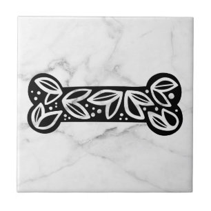 Black & White Marble Animal Dog Bone Marble Ceramic Tile