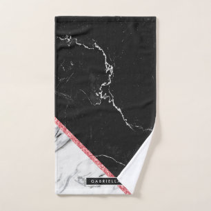Black & White Marble Bath Towel Set