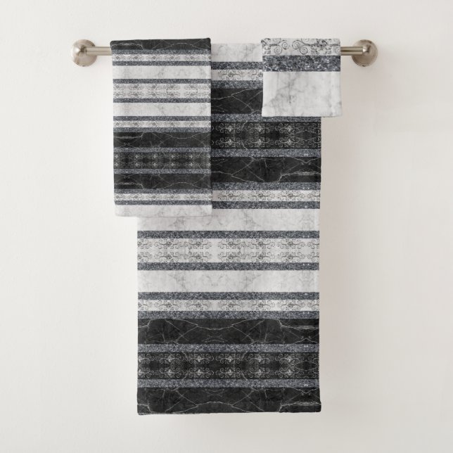 Black & White Marble  Bathroom Towel Sets (Insitu)