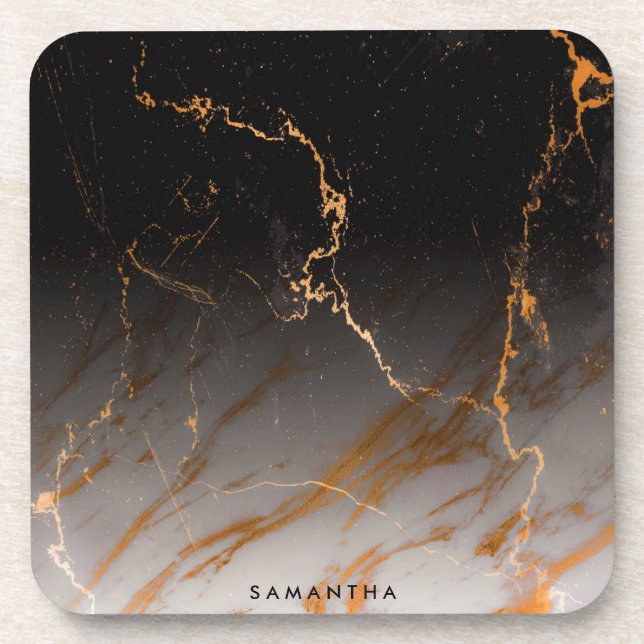 Black & White Marble Beverage Coaster (Front)