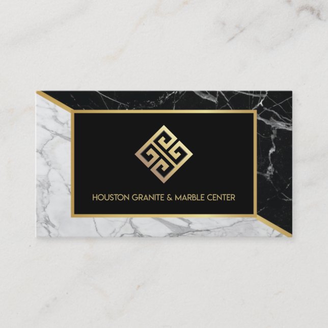 Black & White Marble Business Card (Front)