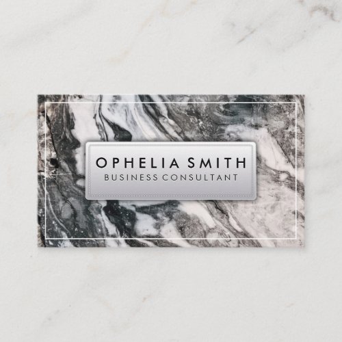 Black White Marble Business Card