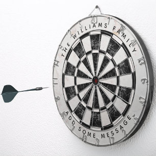 Black & White Marble Classic Custom Name & Message Dart Board