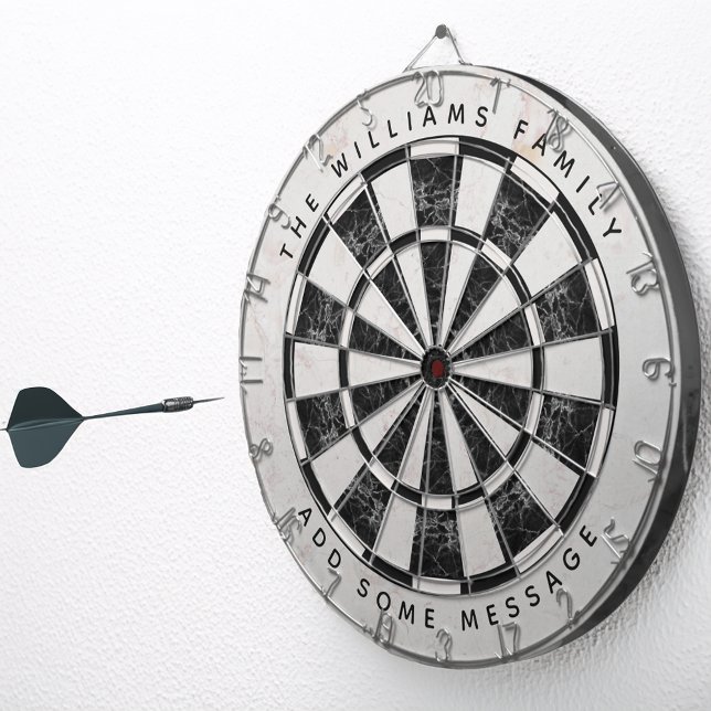 Black & White Marble Classic Custom Name & Message Dart Board (Creator Uploaded)