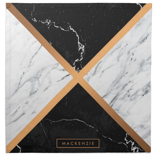 Black & White Marble Cloth Napkin (Front)