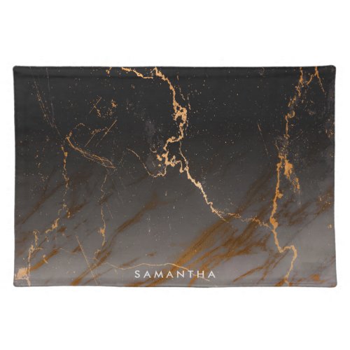 Black  White Marble Cloth Placemat