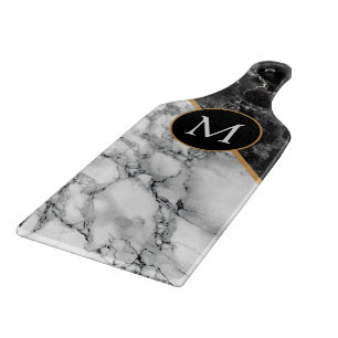 Black White Marble Cutting Board Custom Letter