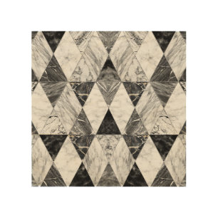 Black & White Marble Diamonds. Wood Wall Art